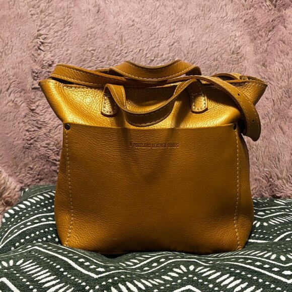 Portland Leather Handbags - Portland Leather Goods PLG UNICORN Honeycomb gold Zippered Mini Crossbody Tote